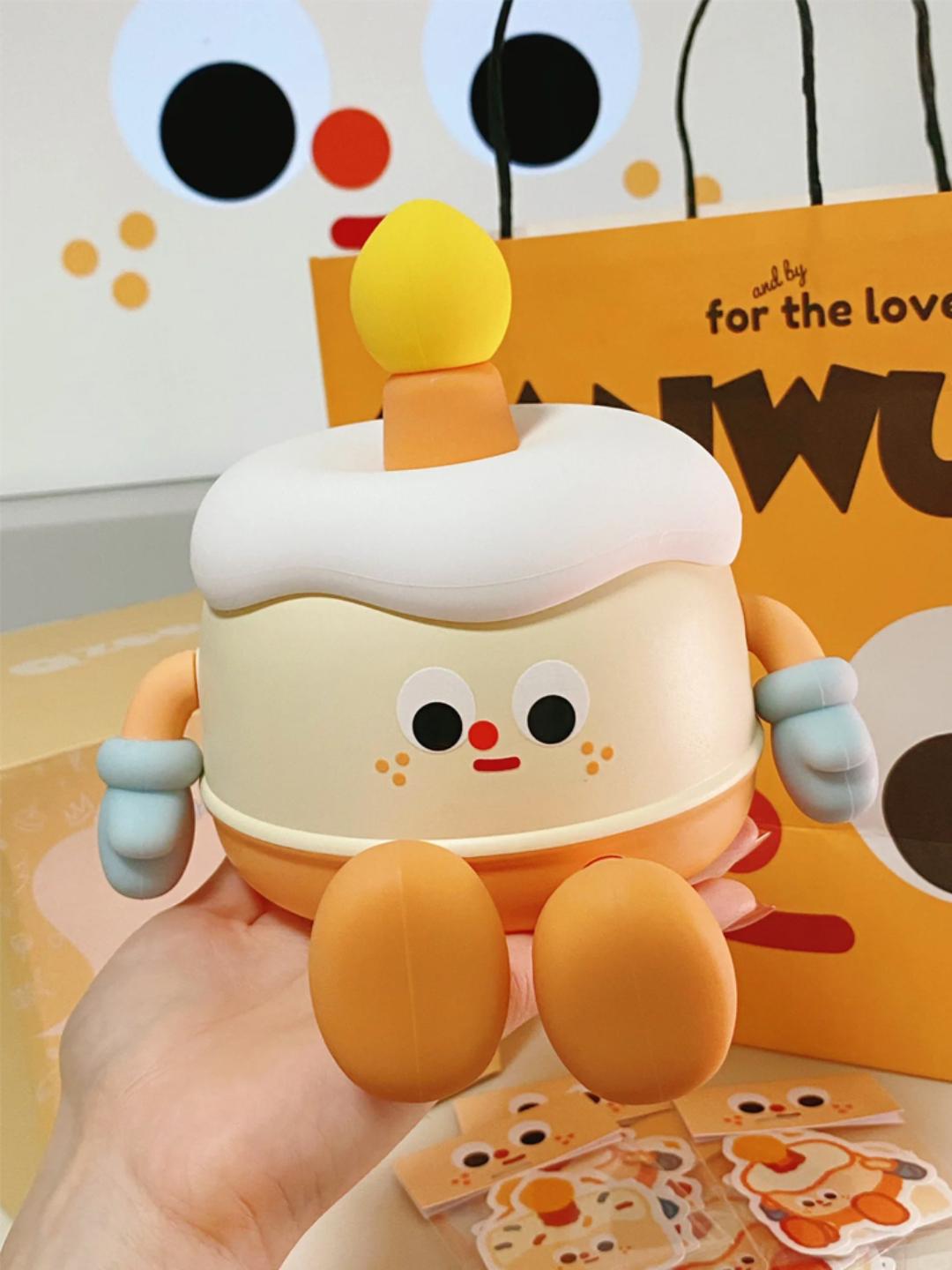 Birthday Cake Lamp – Touch Control Ambient Night Light with Phone Holder, Rechargeable LED Mood Light for Bedroom or Gifts