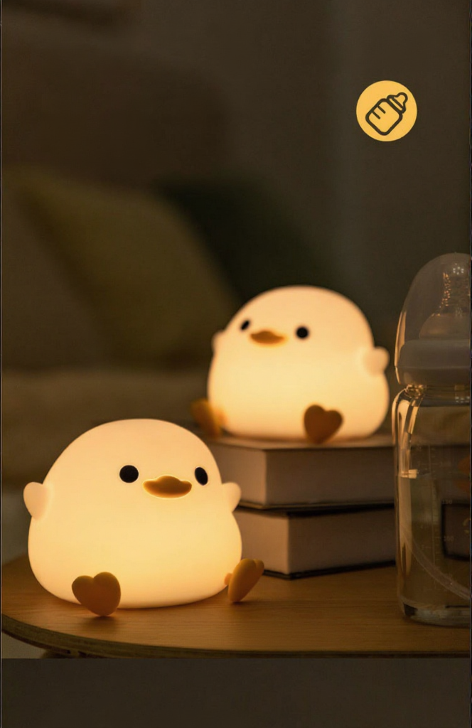 Dashing Duck Night Light – Tap Control Bedside Lamp with Timer, Fun LED Sleep Companion Light for Bedroom & Gifts