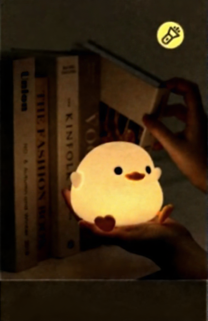 Dashing Duck Night Light – Tap Control Bedside Lamp with Timer, Fun LED Sleep Companion Light for Bedroom & Gifts