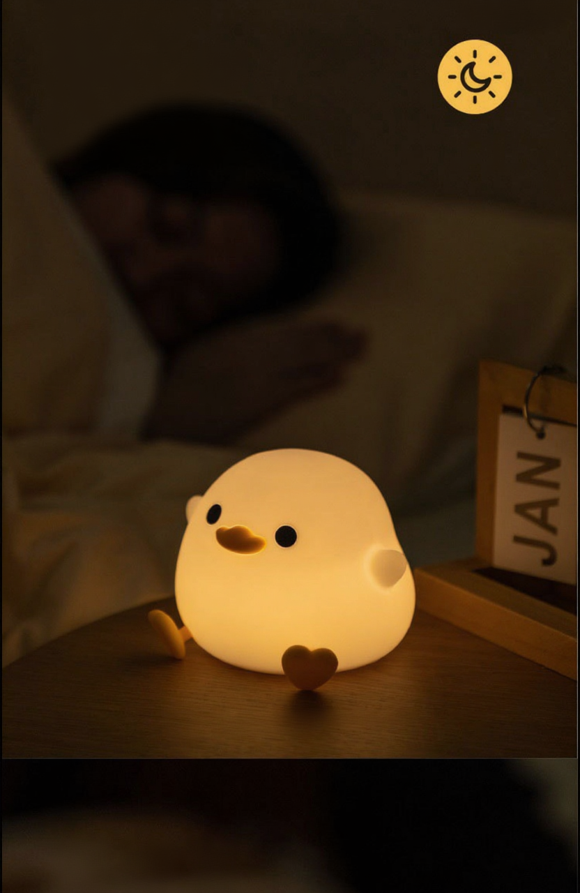 Dashing Duck Night Light – Tap Control Bedside Lamp with Timer, Fun LED Sleep Companion Light for Bedroom & Gifts