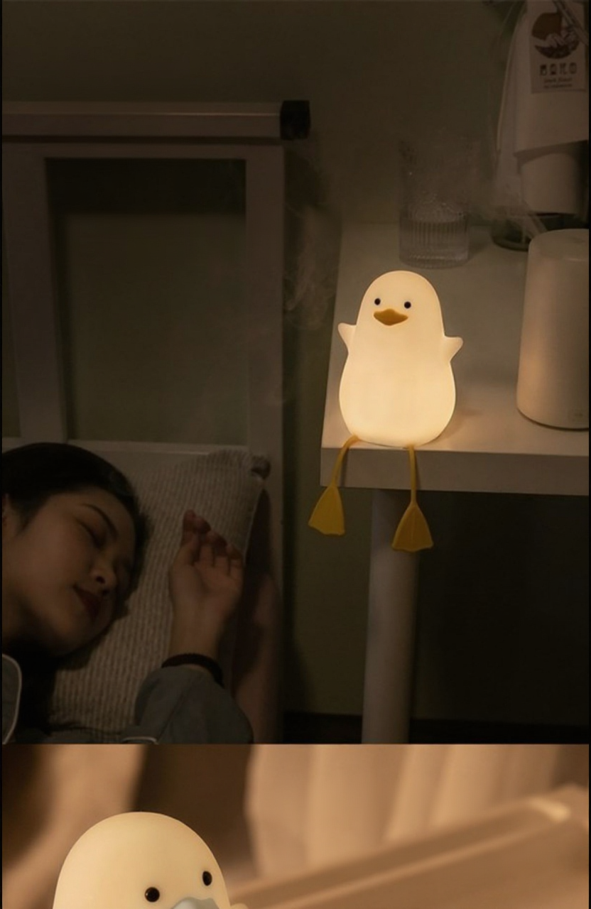 Dashing Seagull Night Light – Soft Silicone Tap Control Bedside Lamp with Timer and Phone Holder, Rechargeable LED Sleep Companion Light