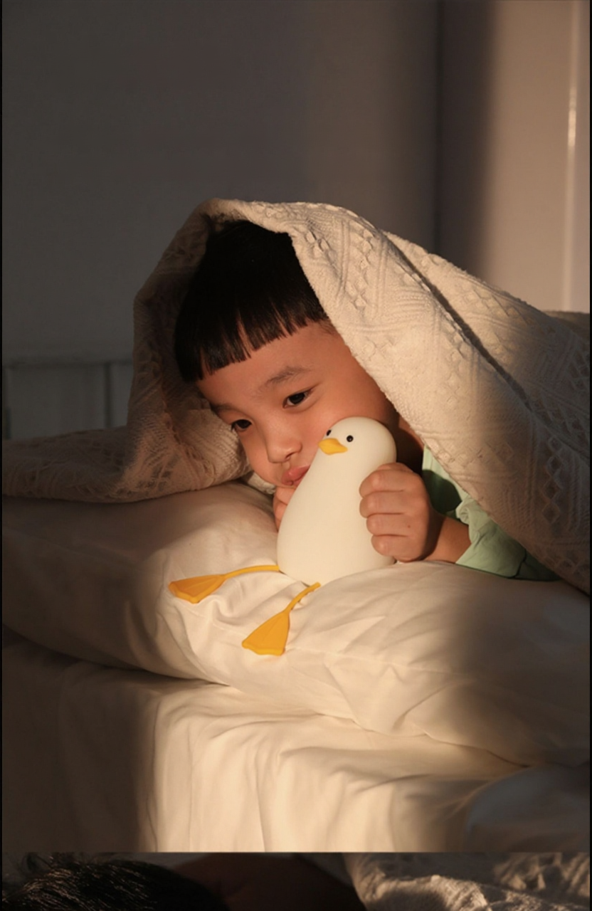 Dashing Seagull Night Light – Soft Silicone Tap Control Bedside Lamp with Timer and Phone Holder, Rechargeable LED Sleep Companion Light