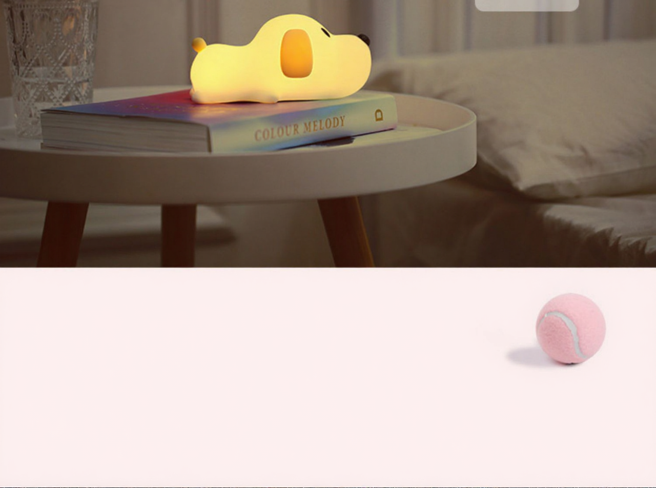 Dull Dog Night Light – Soft Silicone Sleep Companion Lamp with Timer and Stepless Dimming, Rechargeable LED Bedside Light