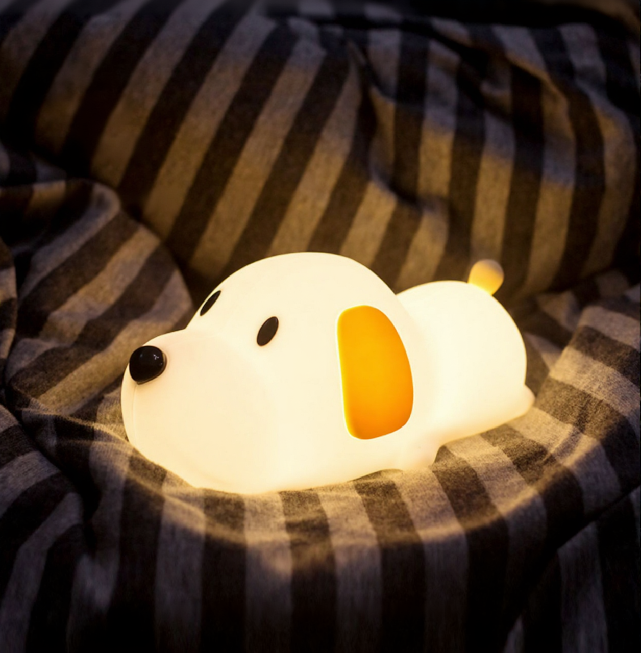 Dull Dog Night Light – Soft Silicone Sleep Companion Lamp with Timer and Stepless Dimming, Rechargeable LED Bedside Light