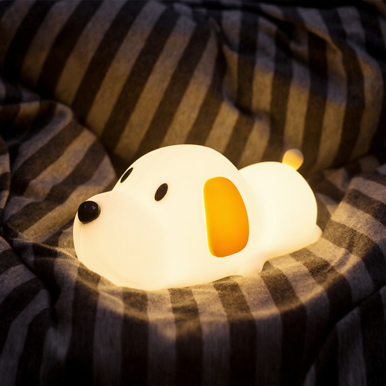 Dull Dog Night Light – Soft Silicone Sleep Companion Lamp with Timer and Stepless Dimming, Rechargeable LED Bedside Light