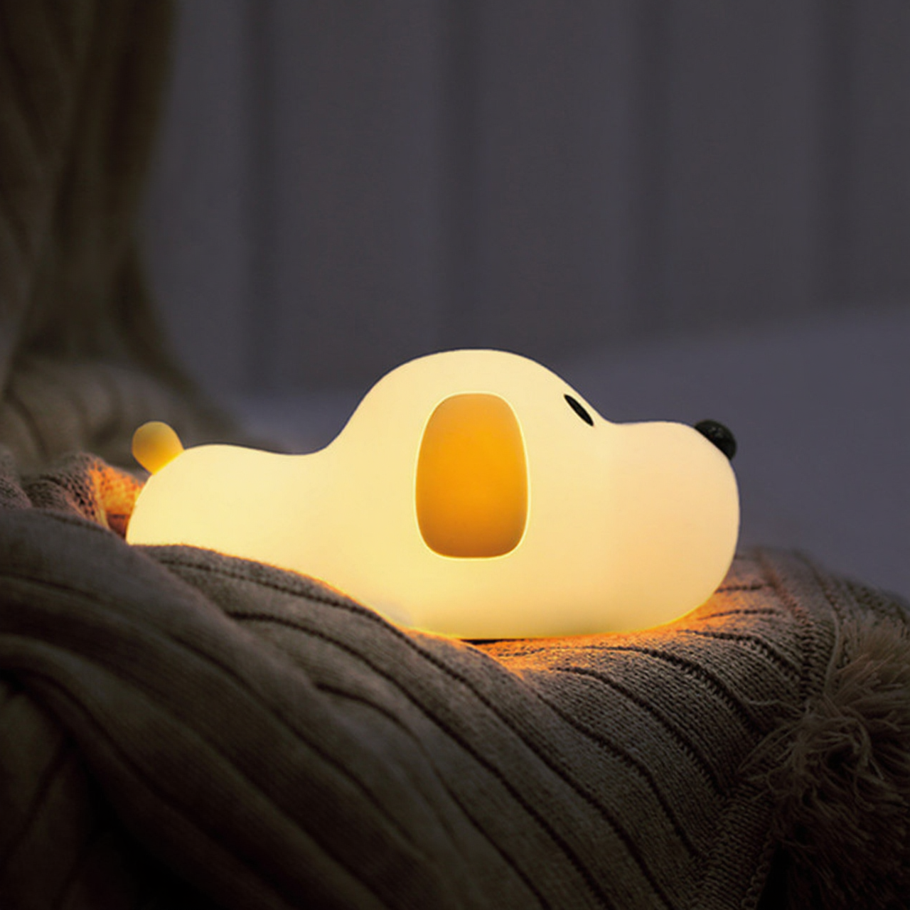 Dull Dog Night Light – Soft Silicone Sleep Companion Lamp with Timer and Stepless Dimming, Rechargeable LED Bedside Light