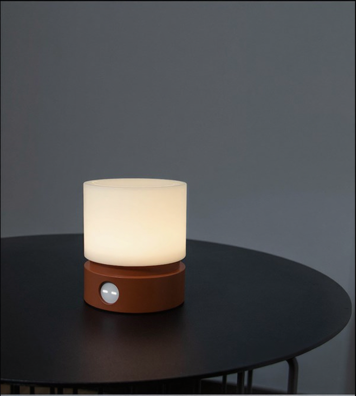 HBK Cylindrical Night Light – Breathing Sleep Aid Lamp with Stepless Dimming, Rechargeable LED Ambient Light in White, Brown & Orange