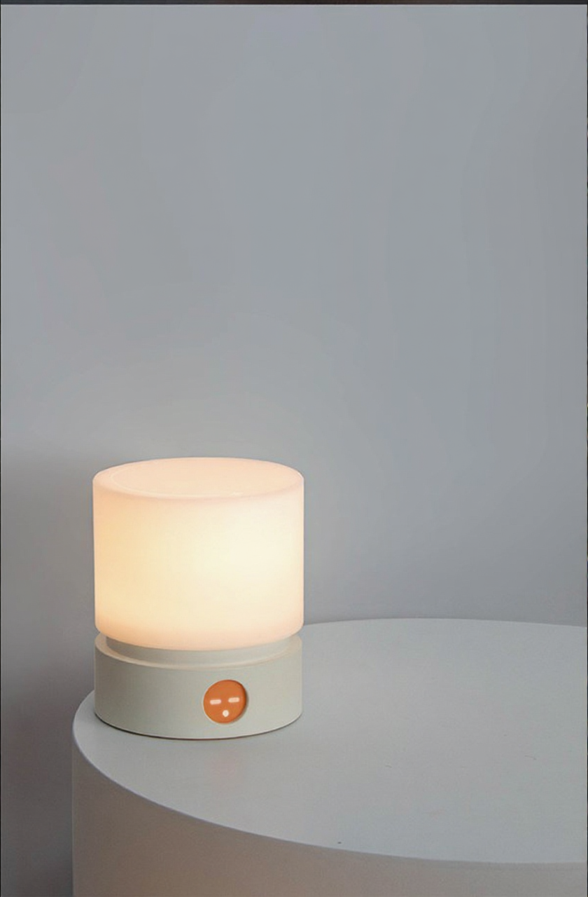 HBK Cylindrical Night Light – Breathing Sleep Aid Lamp with Stepless Dimming, Rechargeable LED Ambient Light in White, Brown & Orange