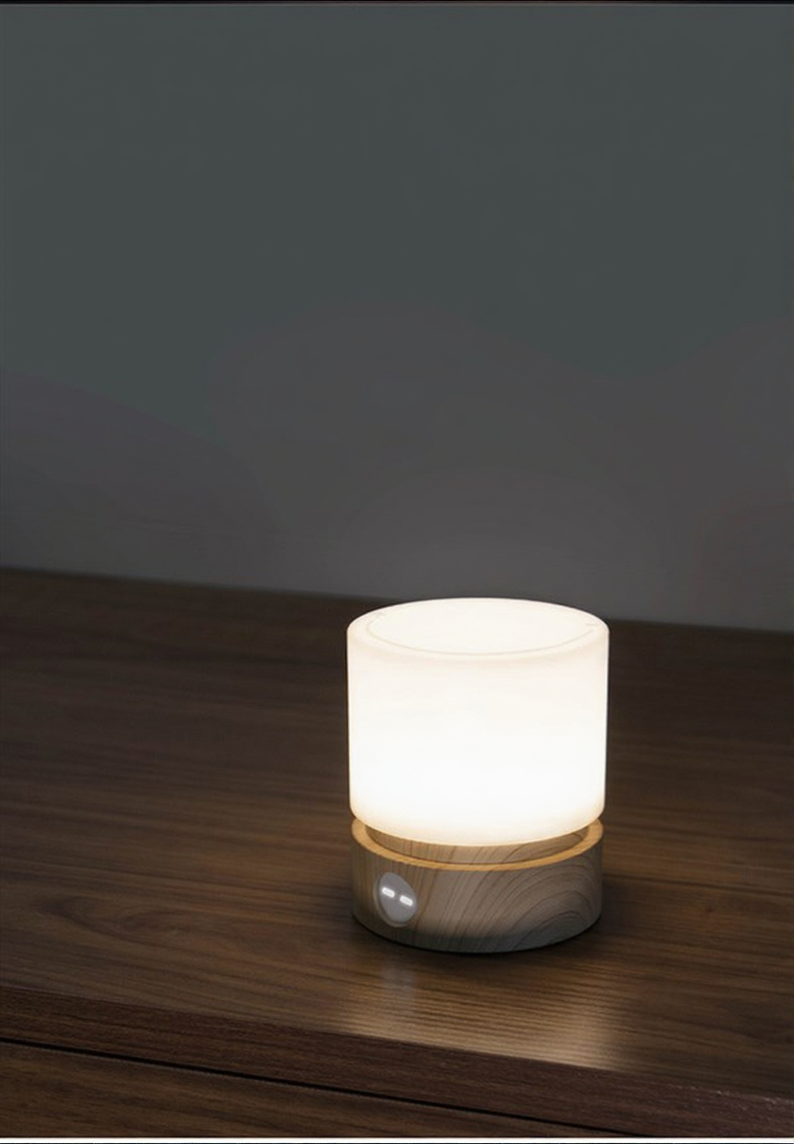 HBK Cylindrical Night Light – Breathing Sleep Aid Lamp with Stepless Dimming, Rechargeable LED Ambient Light in White, Brown & Orange