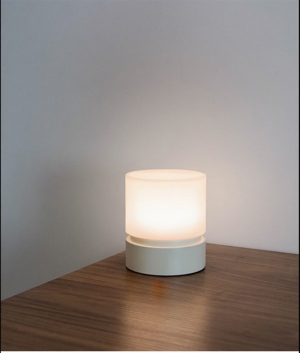 HBK Cylindrical Night Light – Breathing Sleep Aid Lamp with Stepless Dimming, Rechargeable LED Ambient Light in White, Brown & Orange