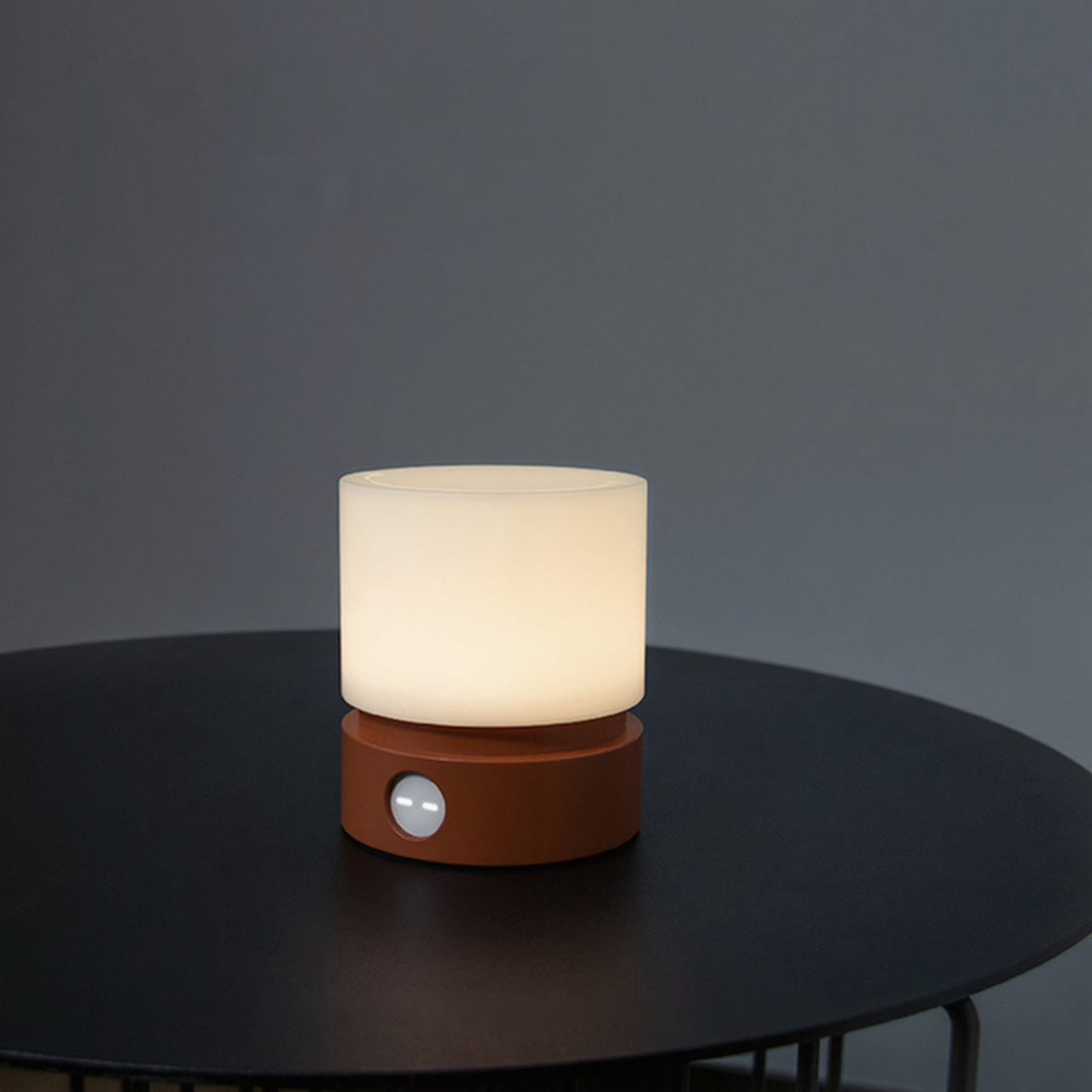 HBK Cylindrical Night Light – Breathing Sleep Aid Lamp with Stepless Dimming, Rechargeable LED Ambient Light in White, Brown & Orange
