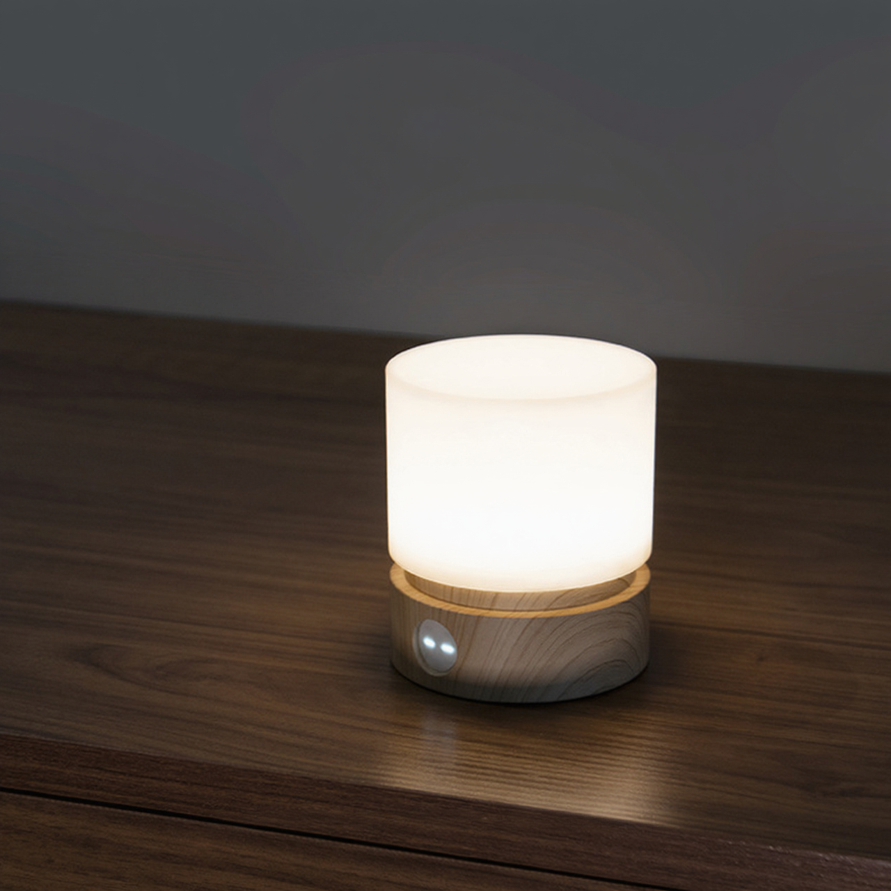 HBK Cylindrical Night Light – Breathing Sleep Aid Lamp with Stepless Dimming, Rechargeable LED Ambient Light in White, Brown & Orange