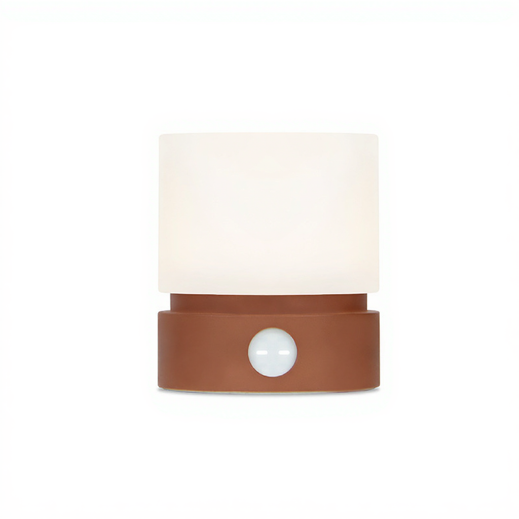 HBK Cylindrical Night Light – Breathing Sleep Aid Lamp with Stepless Dimming, Rechargeable LED Ambient Light in White, Brown & Orange
