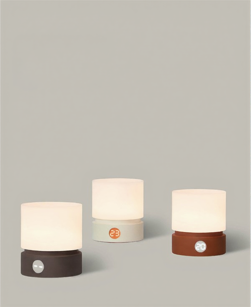 HBK Cylindrical Night Light – Breathing Sleep Aid Lamp with Stepless Dimming, Rechargeable LED Ambient Light in White, Brown & Orange